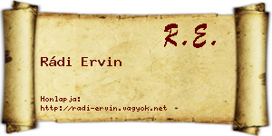 Rádi Ervin névjegykártya